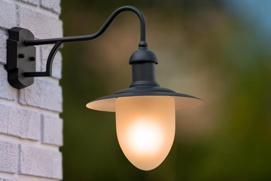 Lucide ARUBA wandlamp voor binnen en buiten Ø 25 cm, E27, IP44, zwart
