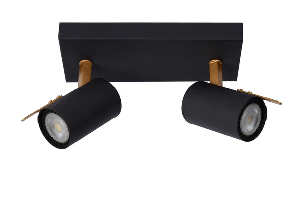 Lucide GRONY dimbare LED-plafondspot 2 × GU10, 2 × 5 W, 2200–3000 K, zwart