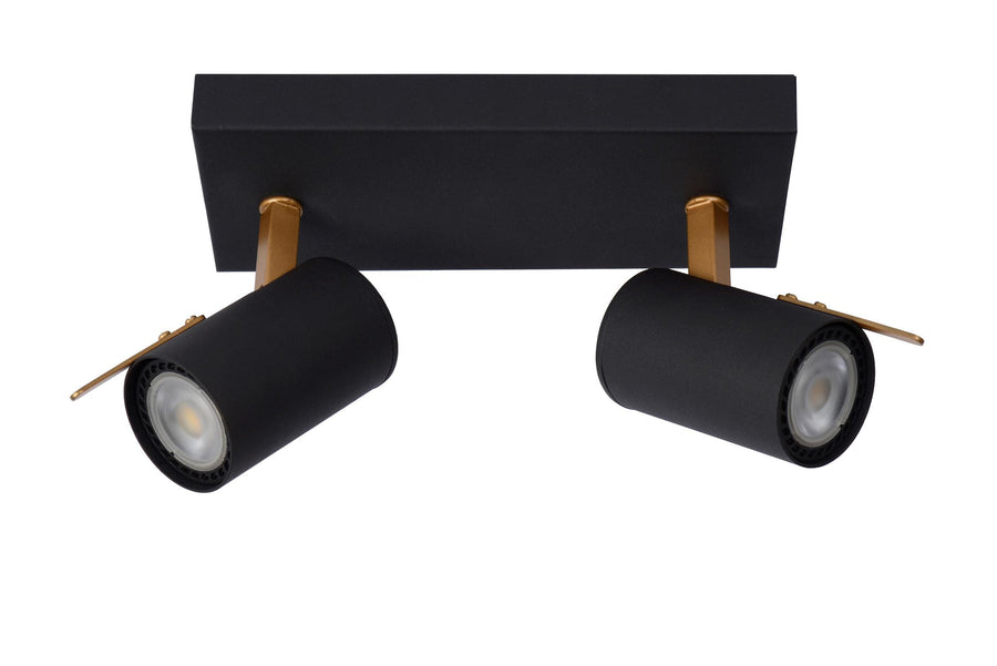 Lucide GRONY dimbare LED-plafondspot 2 × GU10, 2 × 5 W, 2200–3000 K, zwart