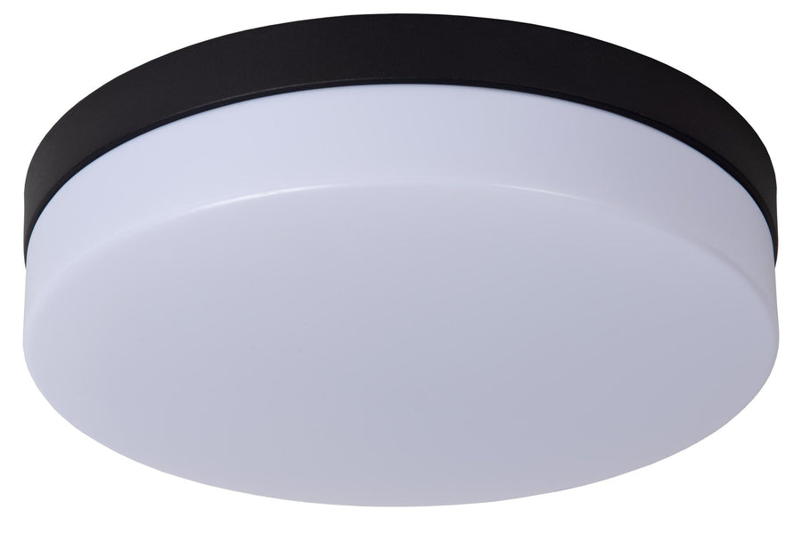 Lucide BISKIT LED-plafondlamp voor de badkamer met bewegingssensor Ø 28 cm, 18 W, IP44, zwart