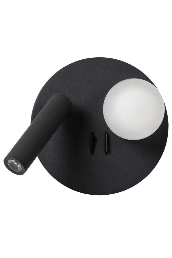 Lucide MATIZ LED-nachtlampje met USB-poort Ø 16,5 cm, zwart