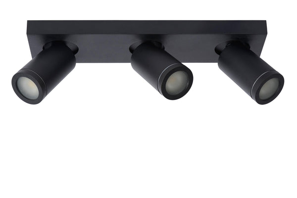 Lucide TAYLOR dimbare LED-plafondspot voor de badkamer 3 × GU10, 3 × 5 W, IP44, 2200–3000 K, zwart