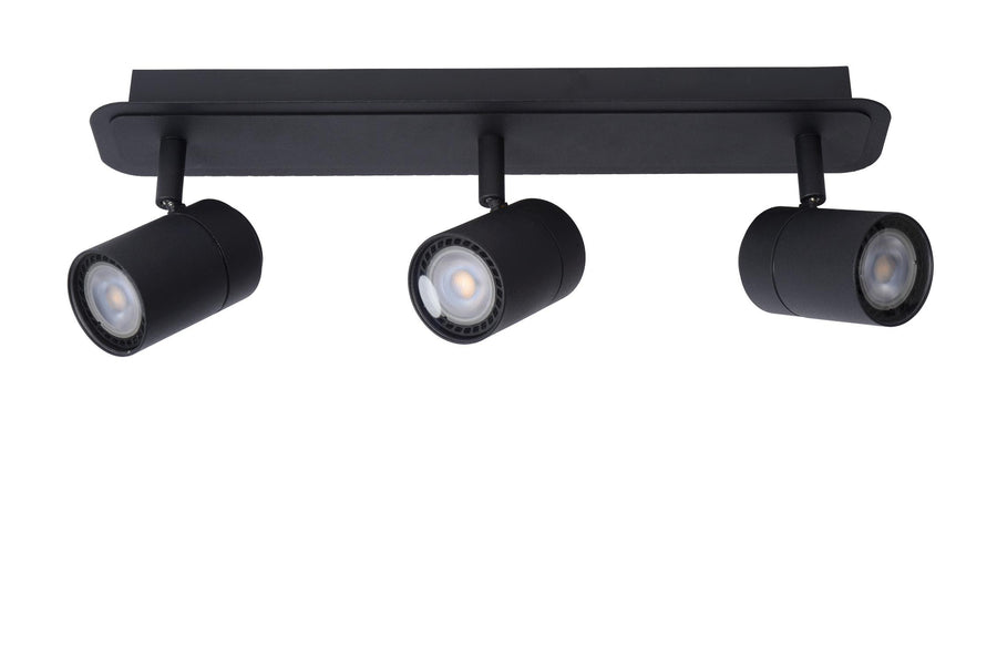 Lucide LENNERT dimbare LED-plafondspot voor de badkamer 3 × GU10, 3 × 5 W, IP44, zwart