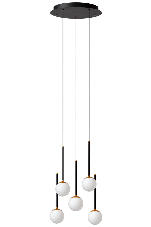 Lucide CALINA dimbare LED-hanglamp Ø 41,8 cm, 5 × 8,2 W, 2200–3300 K, zwart