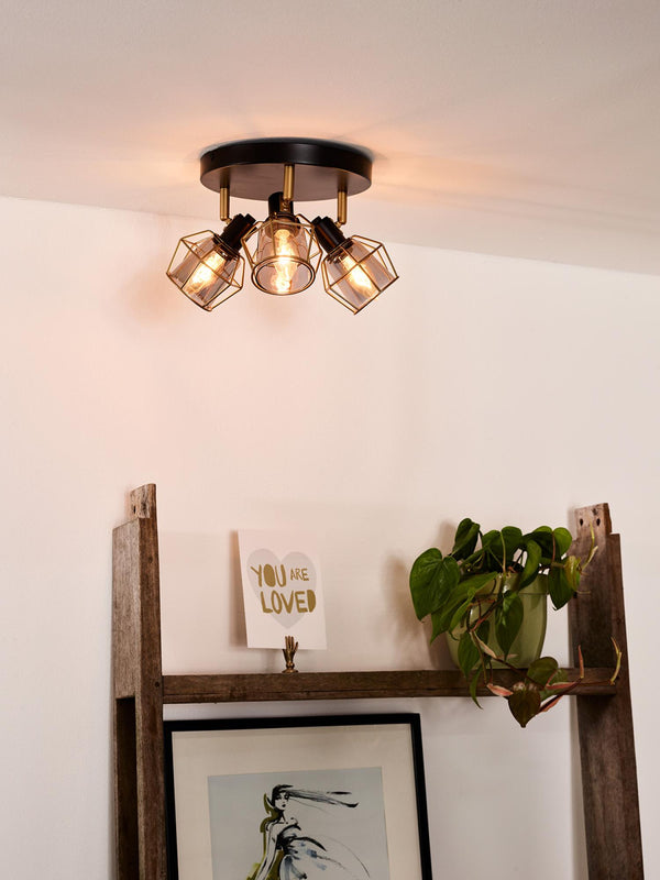 Lucide NILA plafondspot Ø 36 cm, 3 × E14, zwart