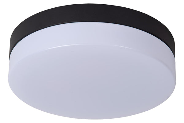 Lucide BISKIT LED-plafondlamp voor de badkamer met bewegingssensor Ø 23 cm, 12 W, IP44, zwart