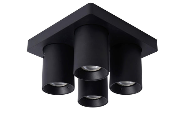 Lucide NIGEL dimbare LED-plafondspot 4 × GU10, 4 × 5 W, 2200–3000 K, zwart