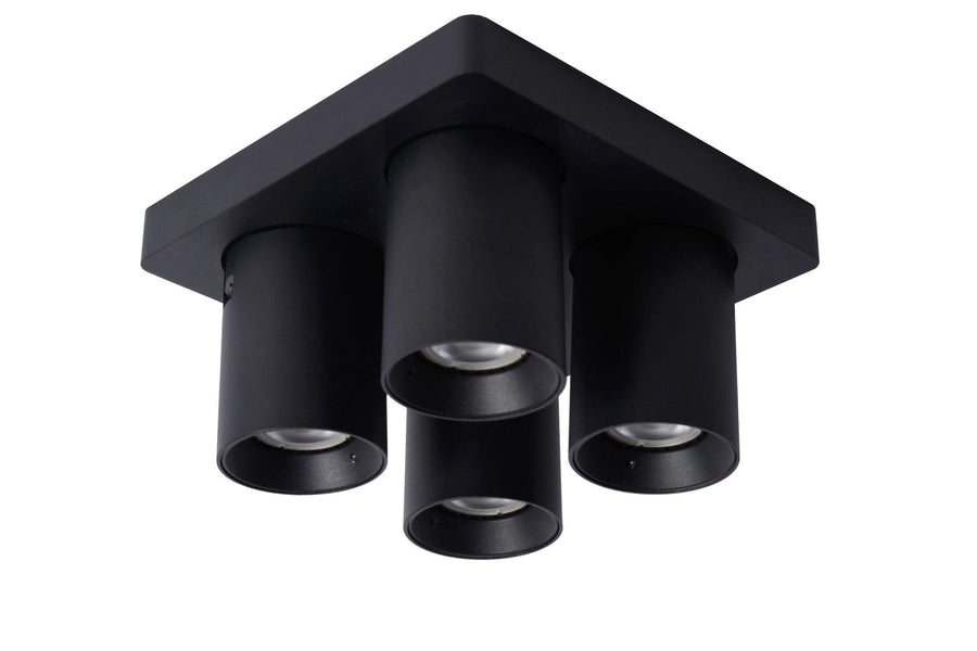 Lucide NIGEL dimbare LED-plafondspot 4 × GU10, 4 × 5 W, 2200–3000 K, zwart