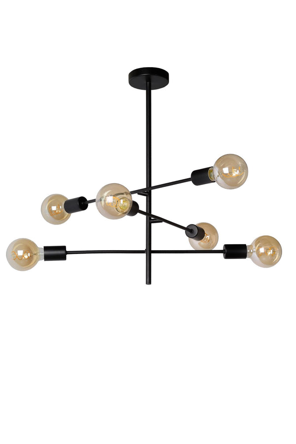 Lucide LESTER plafondlamp 6 × E27, zwart