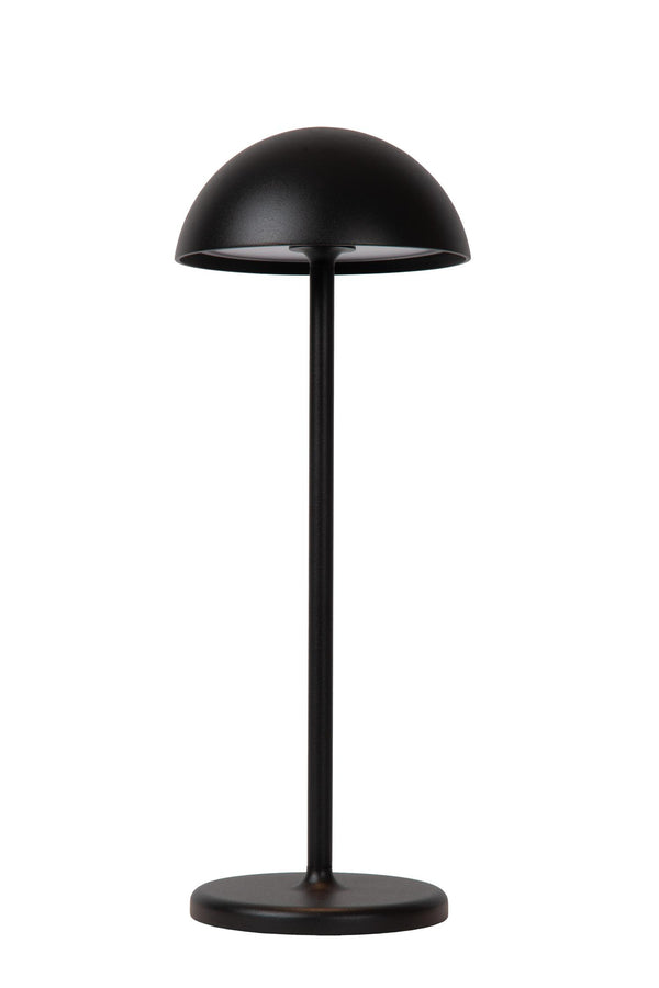 Lucide JOY oplaadbare LED-tafellamp voor binnen en buiten met dimfunctie, Ø 12 cm, 1,5 W, IP54, zwart