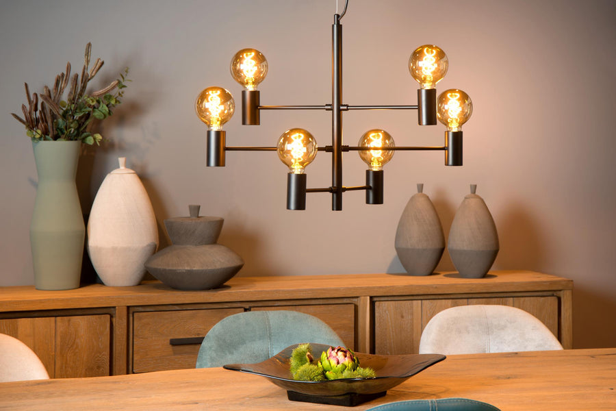 Lucide LEANNE hanglamp 6 × E27, zwart