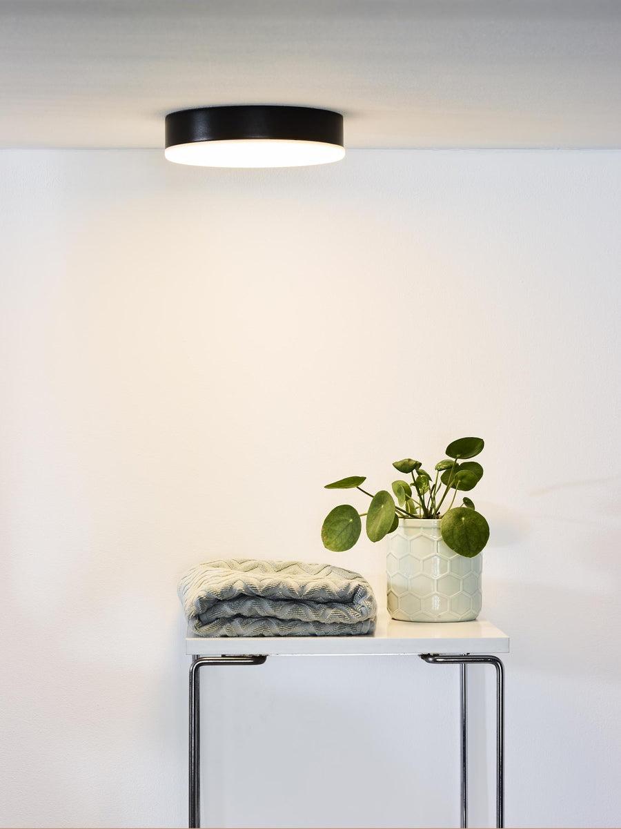 Lucide CERES-LED dimbare LED-plafondlamp voor de badkamer Ø 21,5 cm, 30 W, IP44, zwart