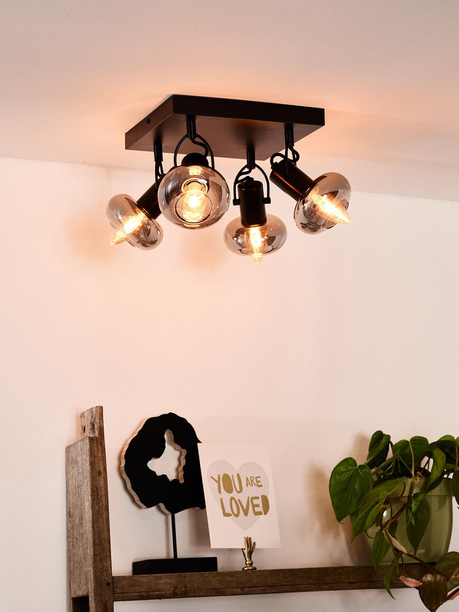 Lucide MADEE plafondspot 4 × E14, zwart
