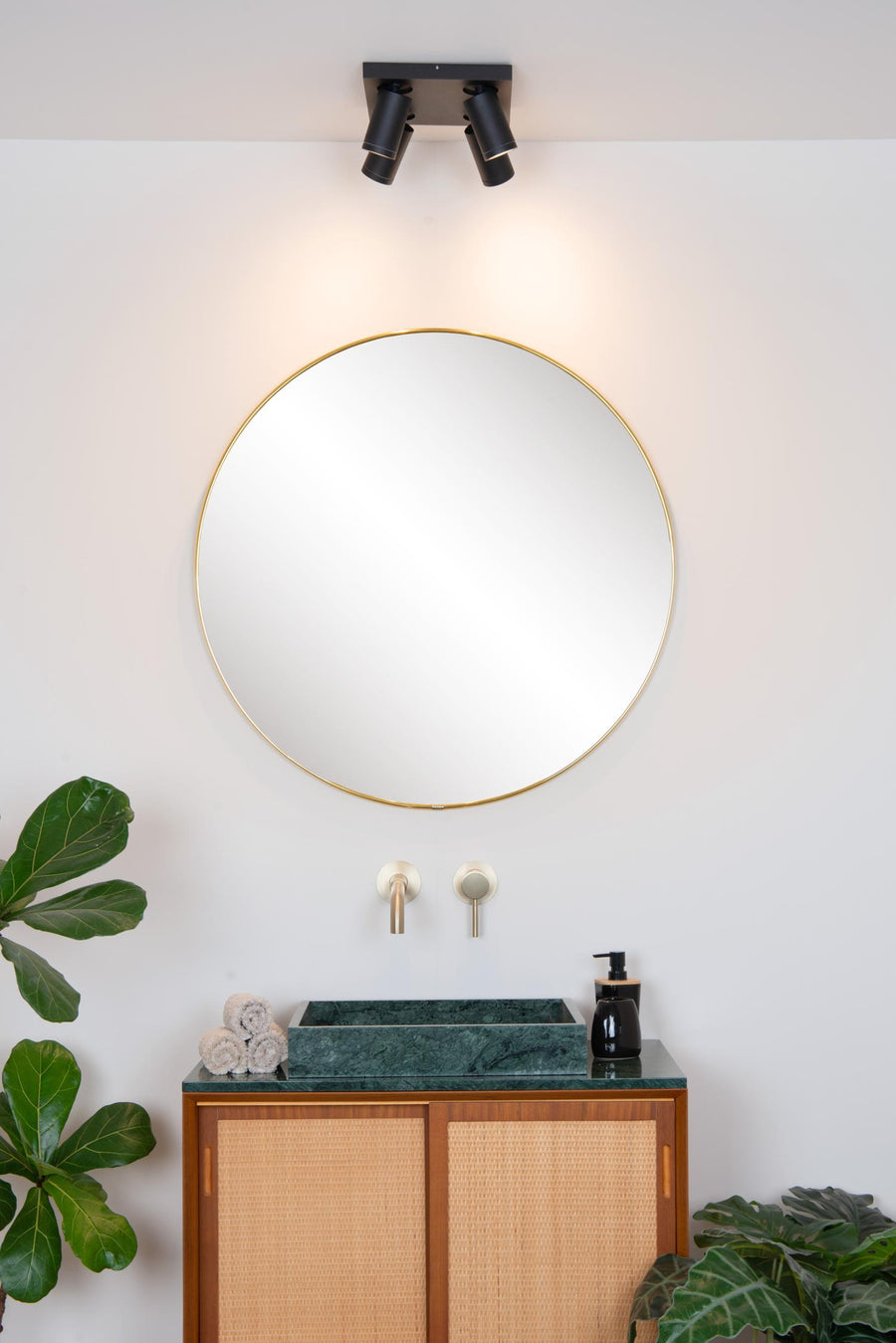 Lucide TAYLOR dimbare LED-plafondspot voor de badkamer 4 × GU10, 4 × 5 W, IP44, 2200–3000 K, zwart