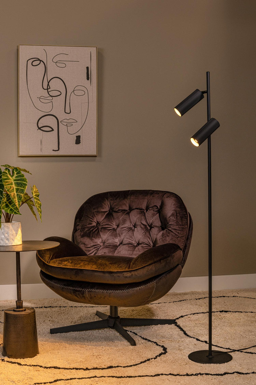 Lucide CLUBS vloerlamp 2 × GU10, zwart
