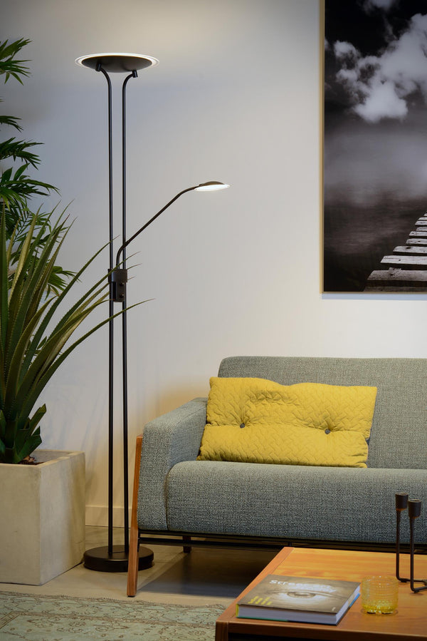 Lucide CHAMPION-LED dimbare LED-leesvloerlamp Ø 30 cm, zwart