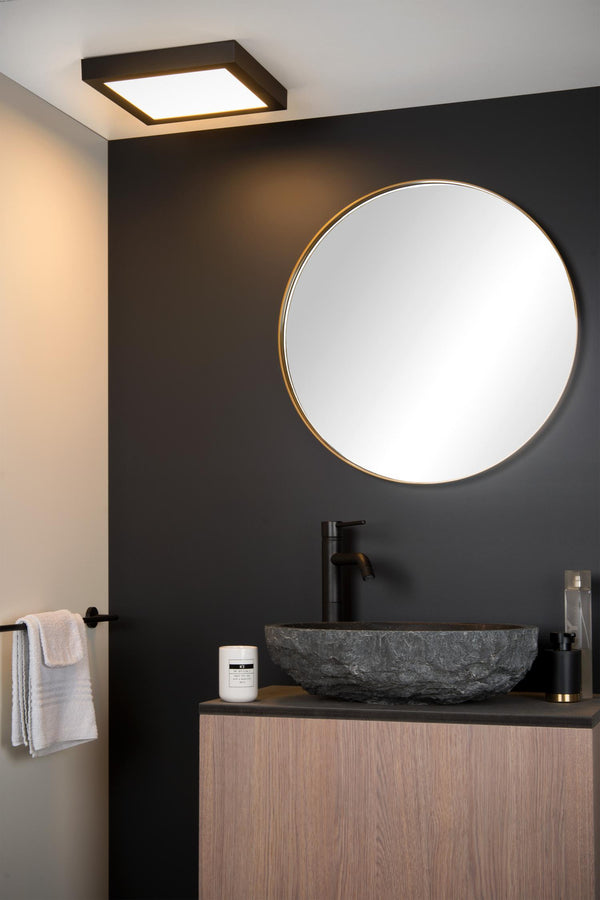 Lucide BRICE-LED dimbare LED-plafondlamp voor de badkamer 30 W, IP44, zwart