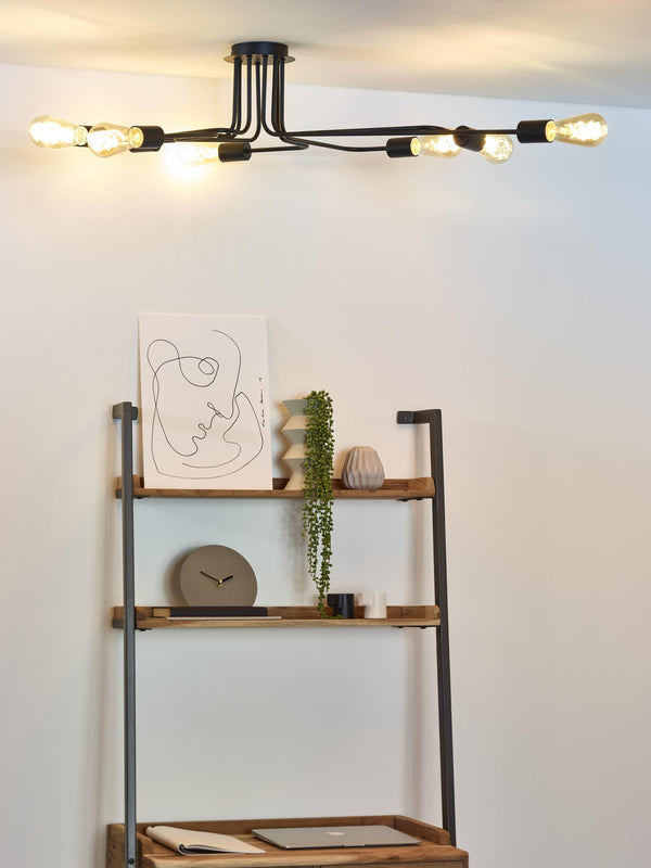 Lucide LESTER plafondlamp 8 × E27, zwart