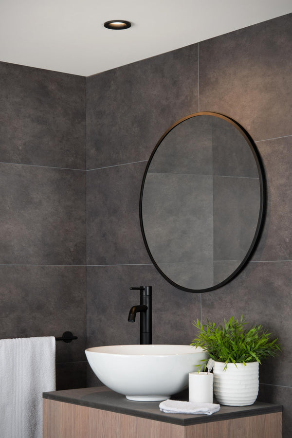 Lucide ZIVA inbouwspot voor de badkamer Ø 8,4 cm, GU10, IP44, zwart