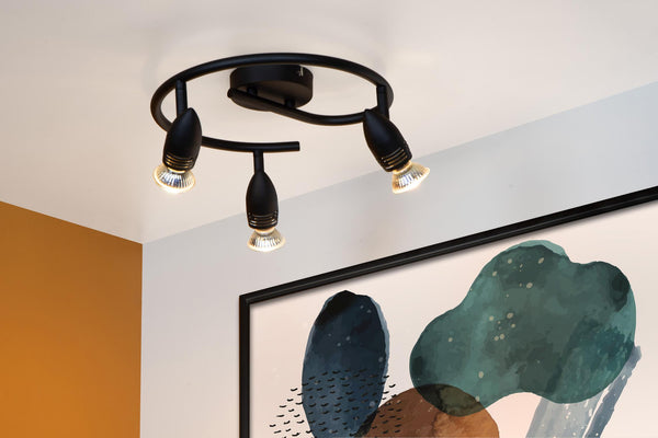Lucide CARO plafondspot Ø 31 cm, 3 × GU10, zwart