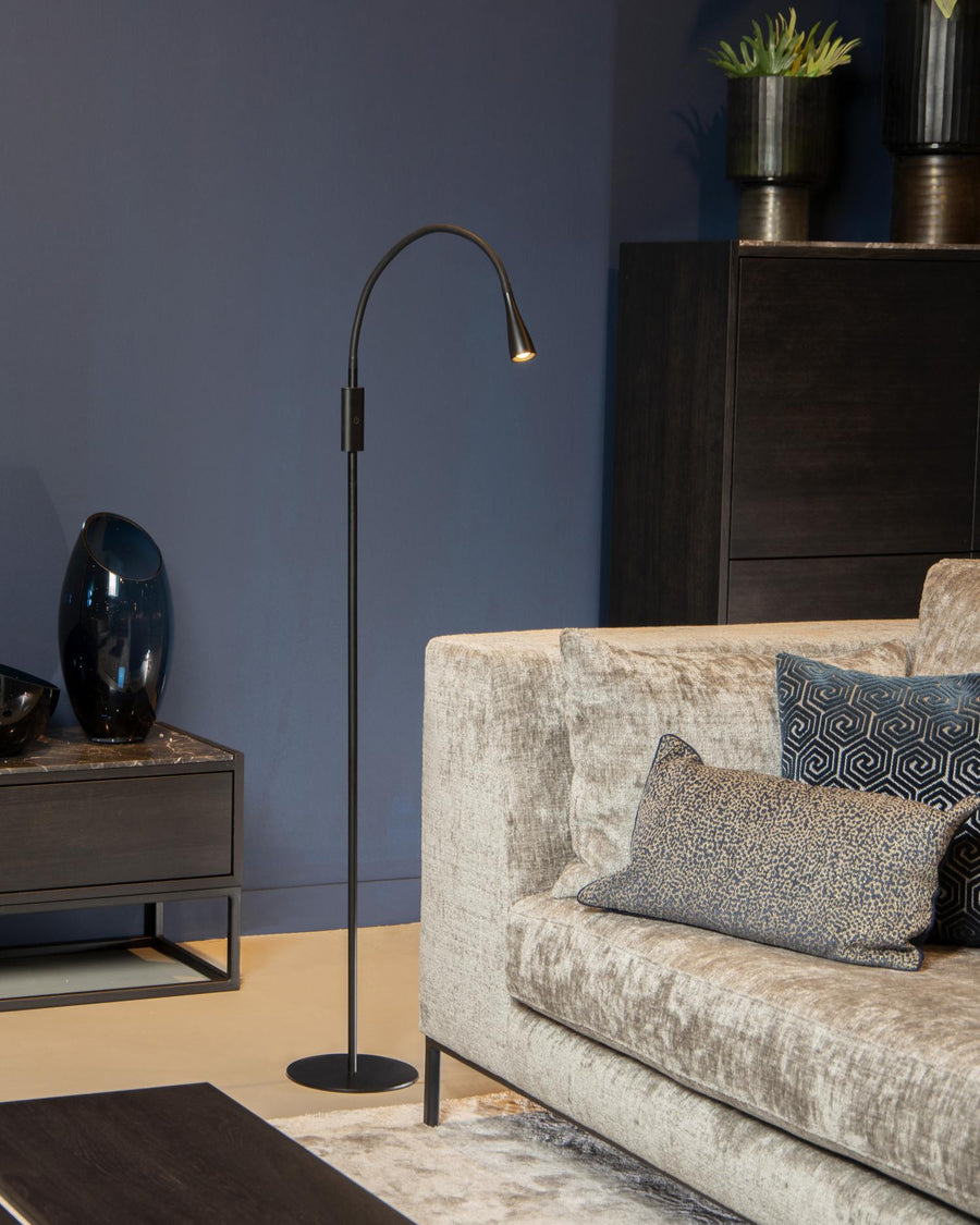 Lucide ZOZY dimbare LED-leesvloerlamp met 3 dimstanden, 4 W, zwart