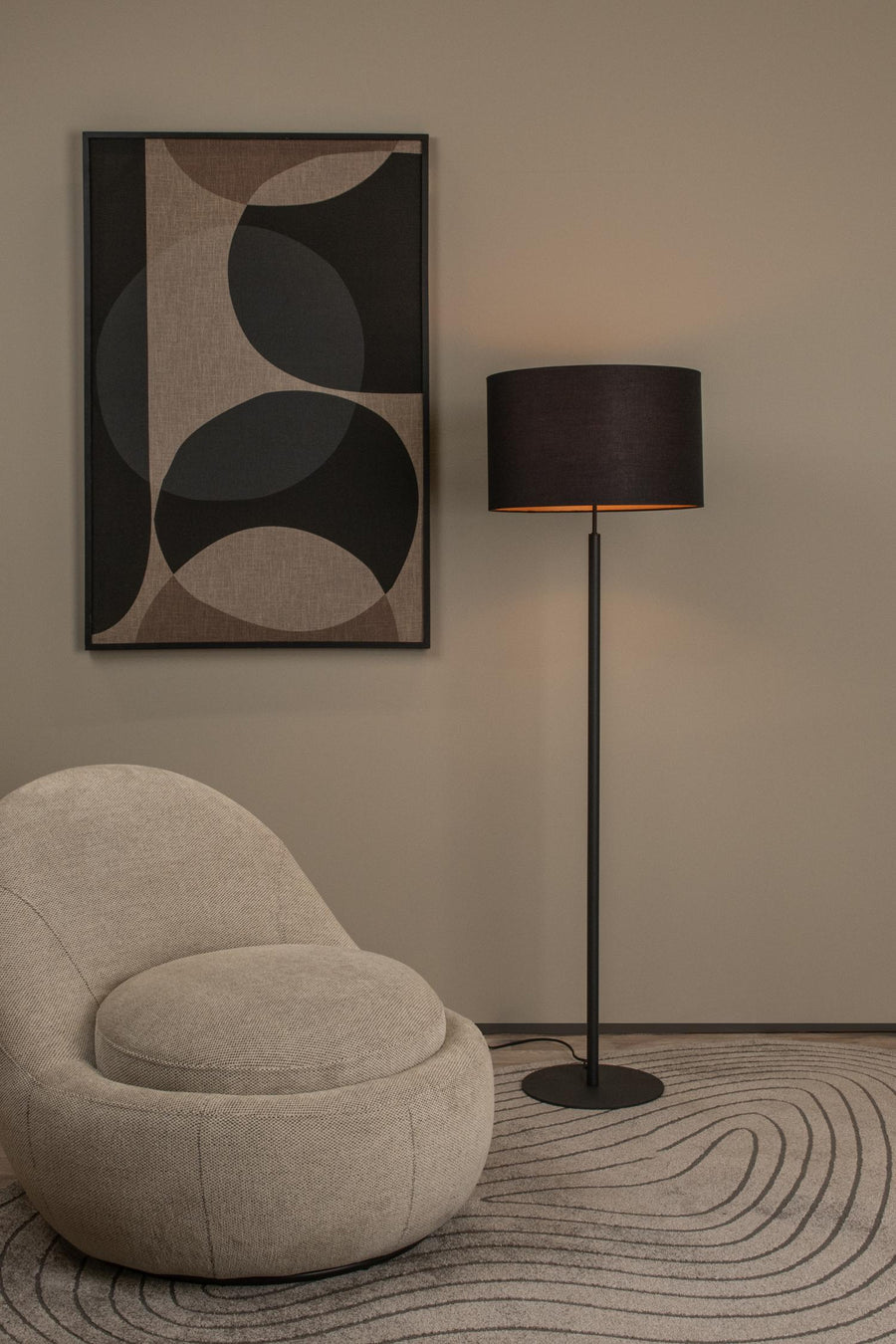 Lucide MAYA vloerlamp Ø 45 cm, E27, zwart