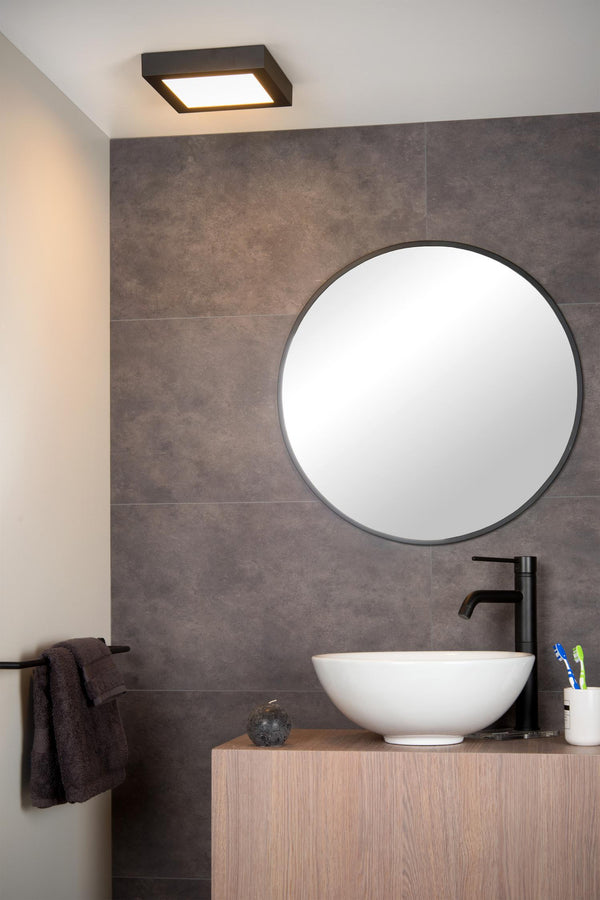 Lucide BRICE-LED dimbare LED-plafondlamp voor de badkamer 22 W, IP44, zwart