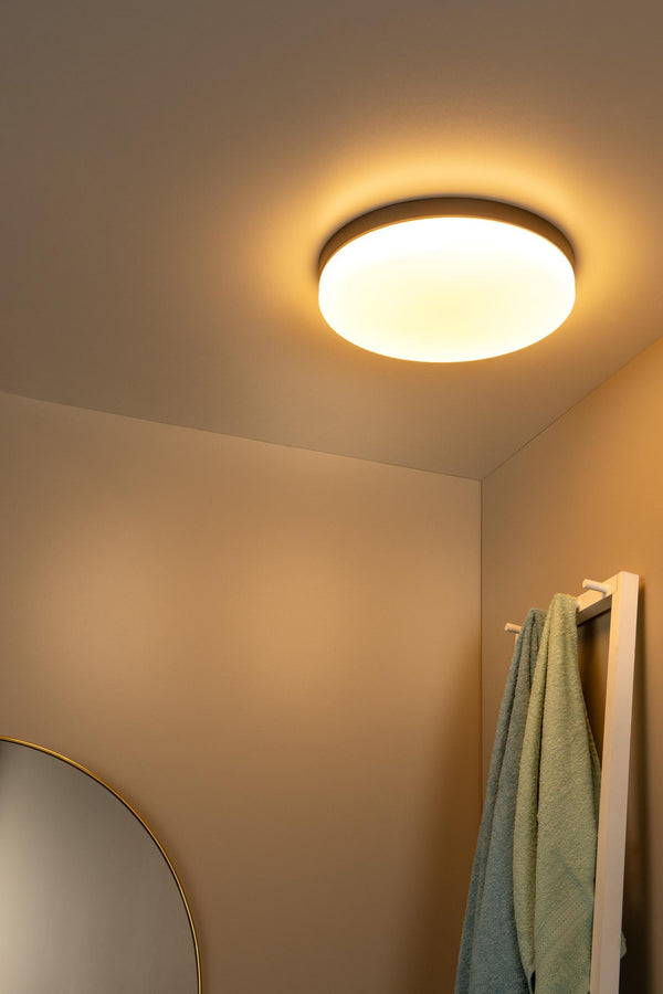 Lucide BISKIT LED-plafondlamp voor de badkamer met bewegingssensor Ø 40 cm, 36 W, IP44, zwart