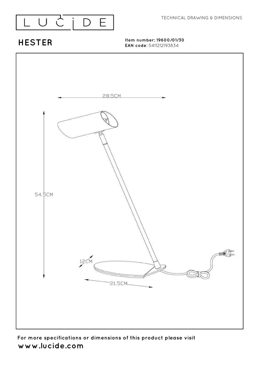 Lucide HESTER bureaulamp GU10, antraciet