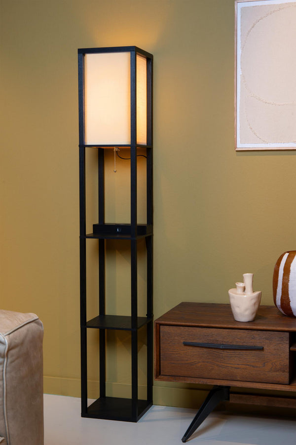 Lucide MENNO vloerlamp met draadloos opladen E27, zwart