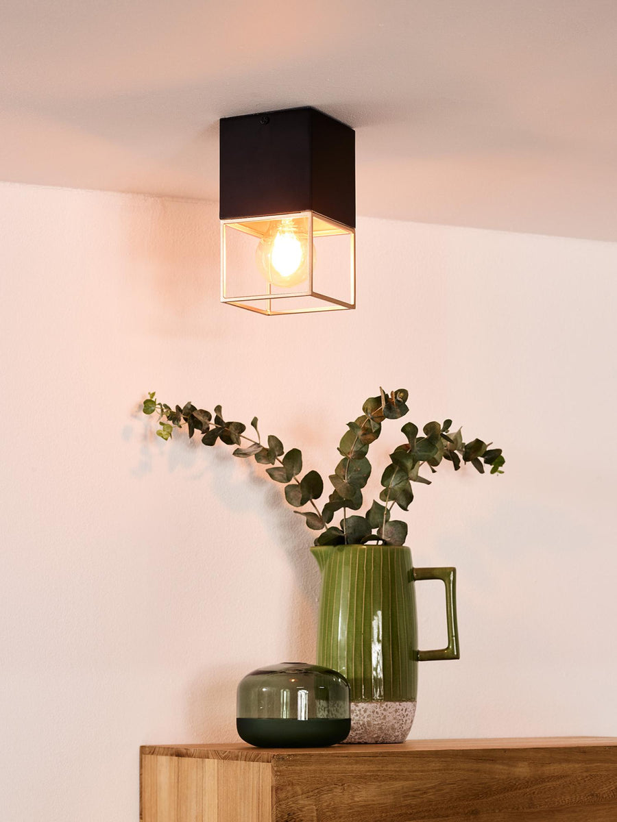Lucide RIXT plafondlamp E27, zwart