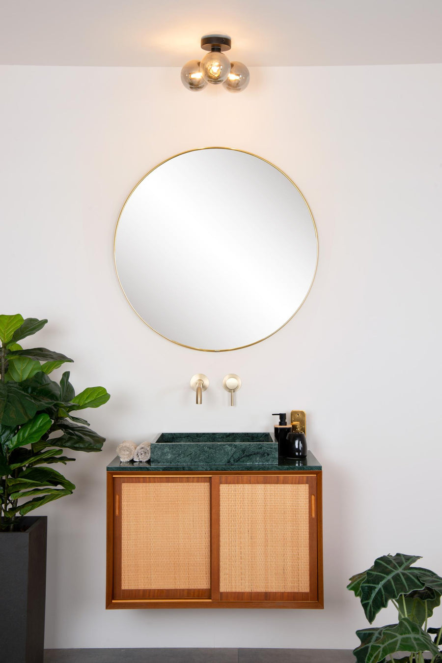 Lucide TRUDY plafondlamp voor de badkamer Ø 28 cm, 3 × G9, IP44, zwart