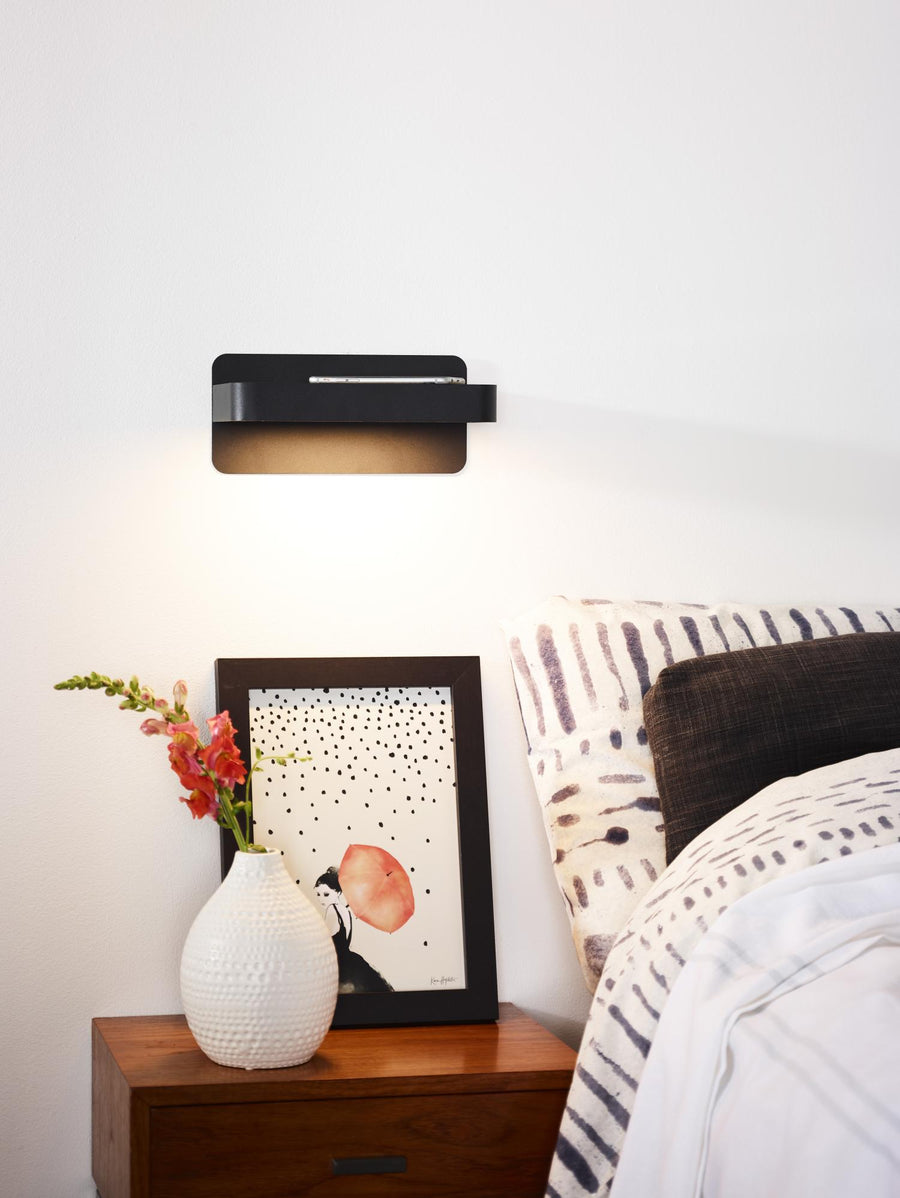 Lucide ATKIN LED-nachtlampje met USB-poort, 6 W, zwart