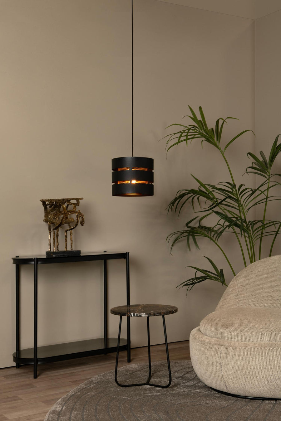 Lucide ROSAS hanglamp Ø 26 cm, E27, zwart