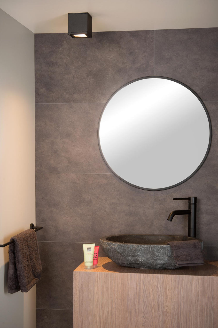 Lucide AVEN plafondspot voor de badkamer GU10, IP65, zwart