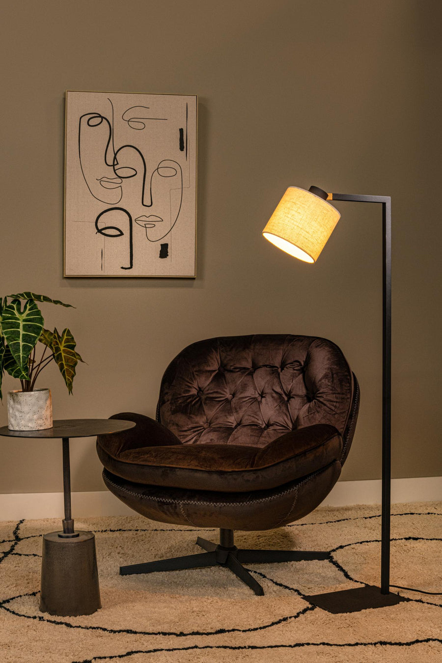 Lucide LESLEY vloerlamp E27, zwart