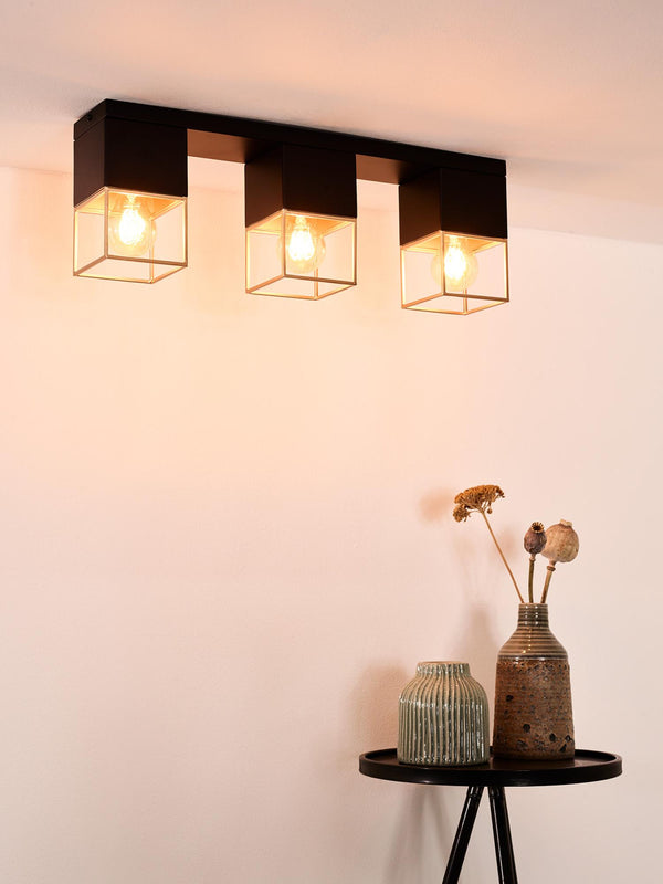 Lucide RIXT plafondlamp 3 × E27, zwart