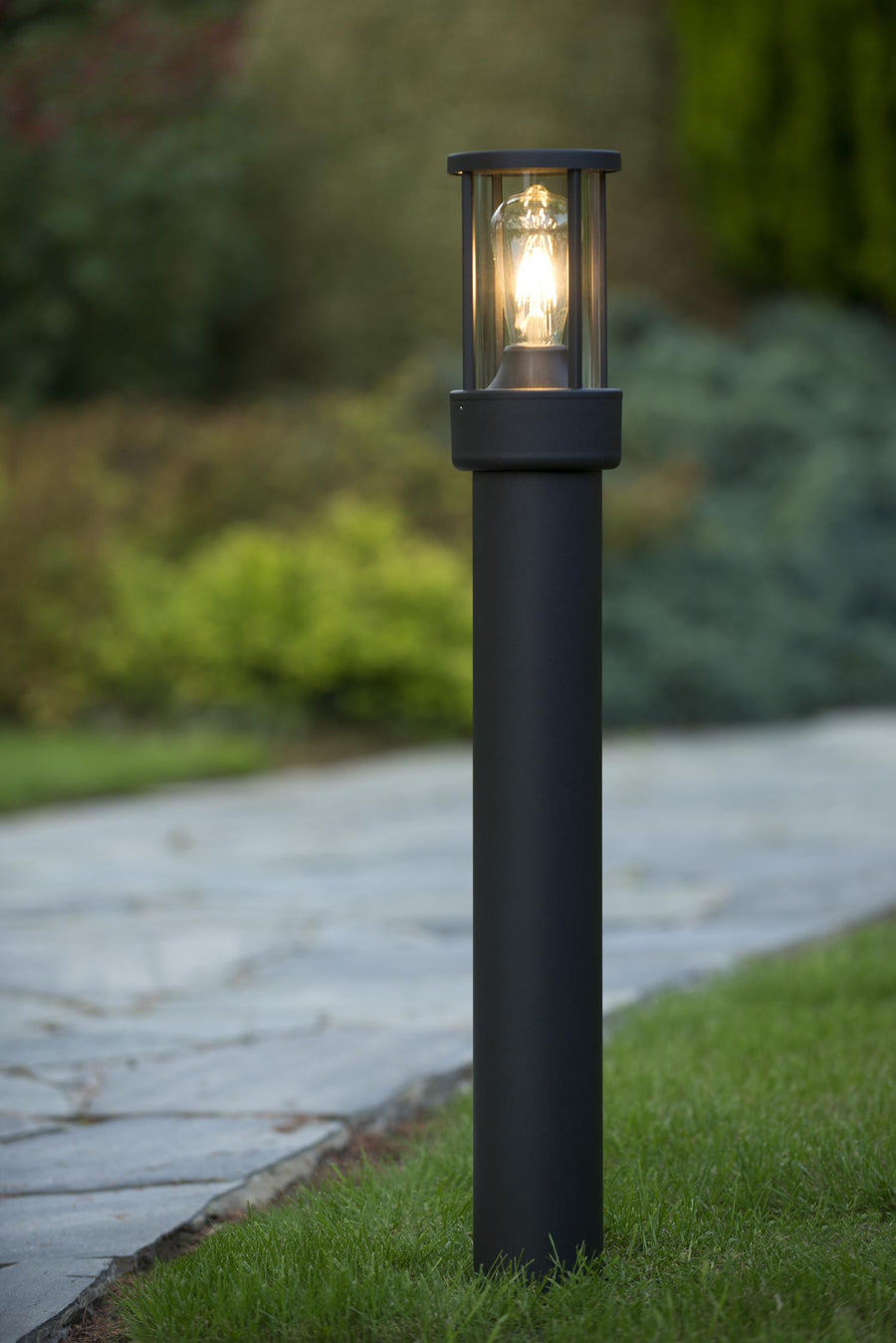 Lucide LORI paallamp met dag-nachtsensor E27, IP44, antraciet