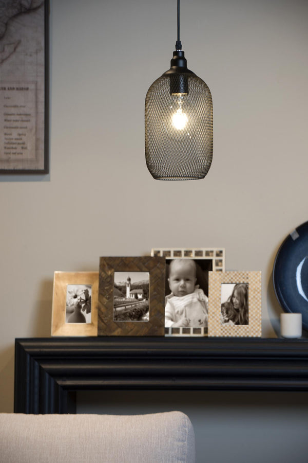 Lucide MESH hanglamp Ø 15 cm, E27, zwart