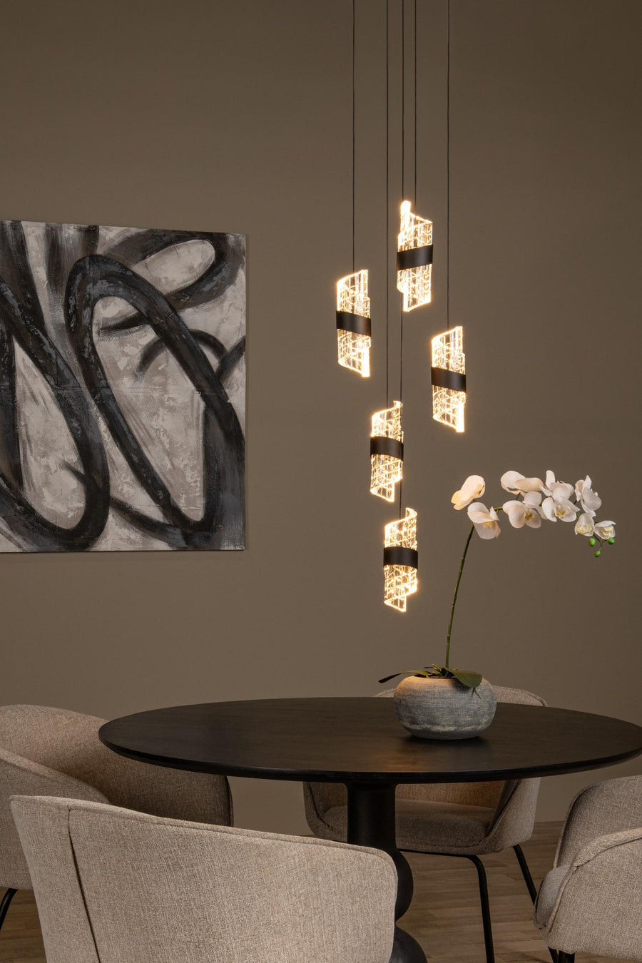 Lucide KLIGANDE dimbare LED-hanglamp Ø 30 cm, 5 × 8 W, zwart