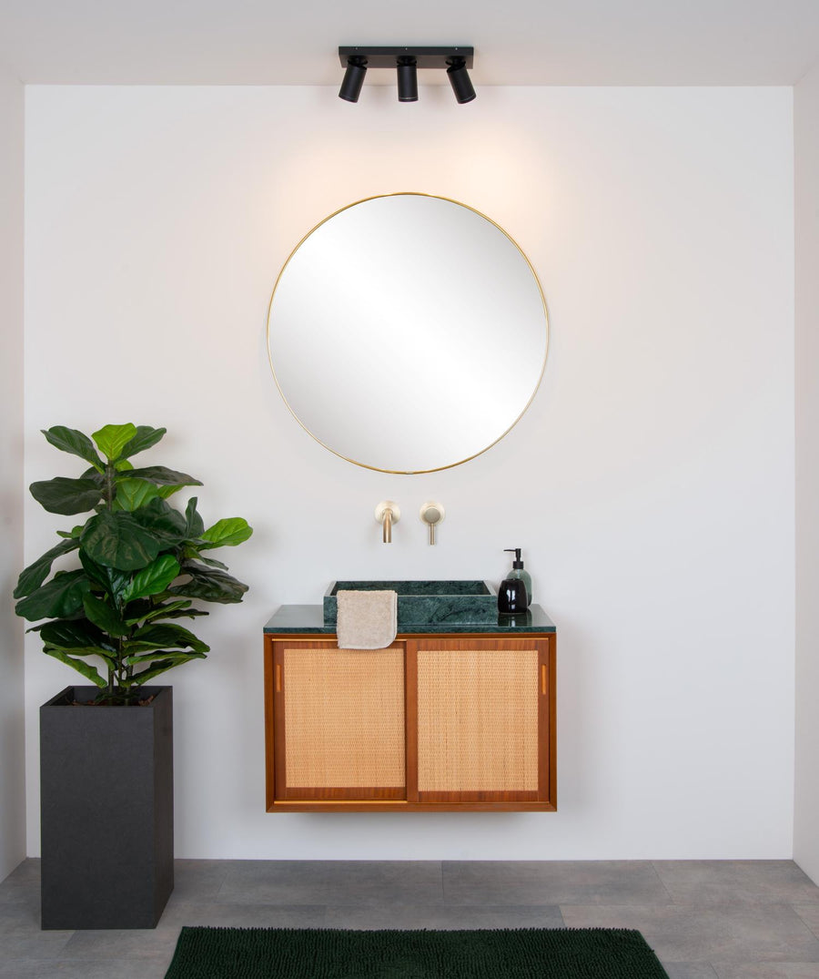 Lucide TAYLOR dimbare LED-plafondspot voor de badkamer 3 × GU10, 3 × 5 W, IP44, 2200–3000 K, zwart