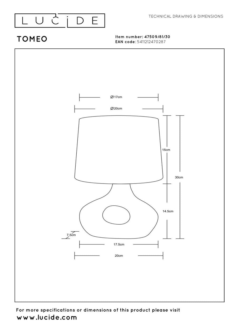 Lucide TOMEO tafellamp E14, zwart