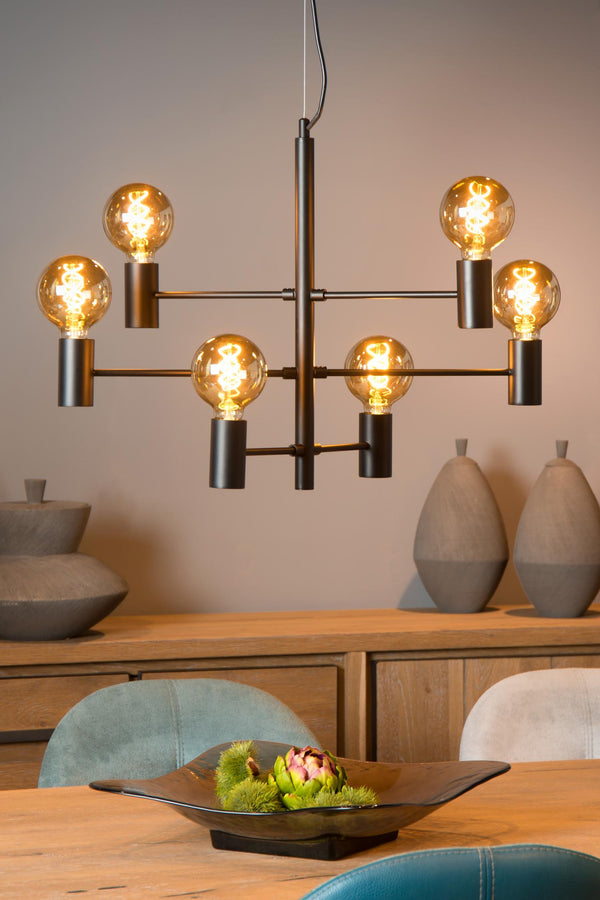 Lucide LEANNE hanglamp 6 × E27, zwart