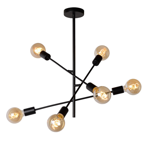 Lucide LESTER plafondlamp 6 × E27, zwart