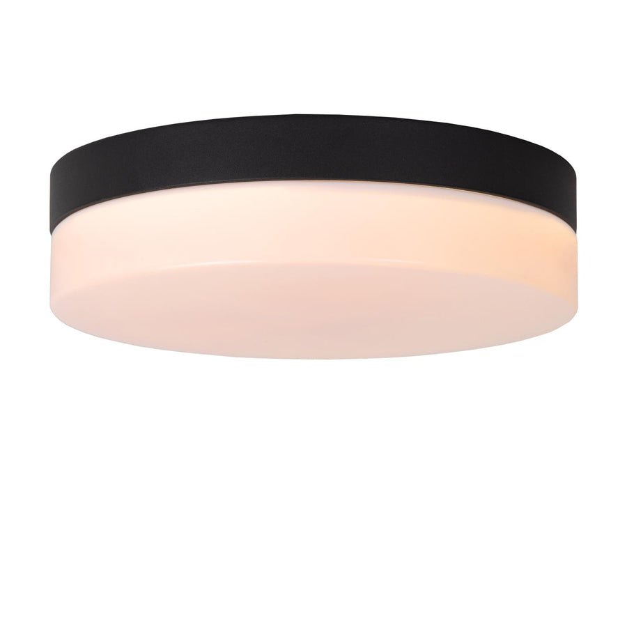Lucide BISKIT LED-plafondlamp voor de badkamer met bewegingssensor Ø 23 cm, 12 W, IP44, zwart