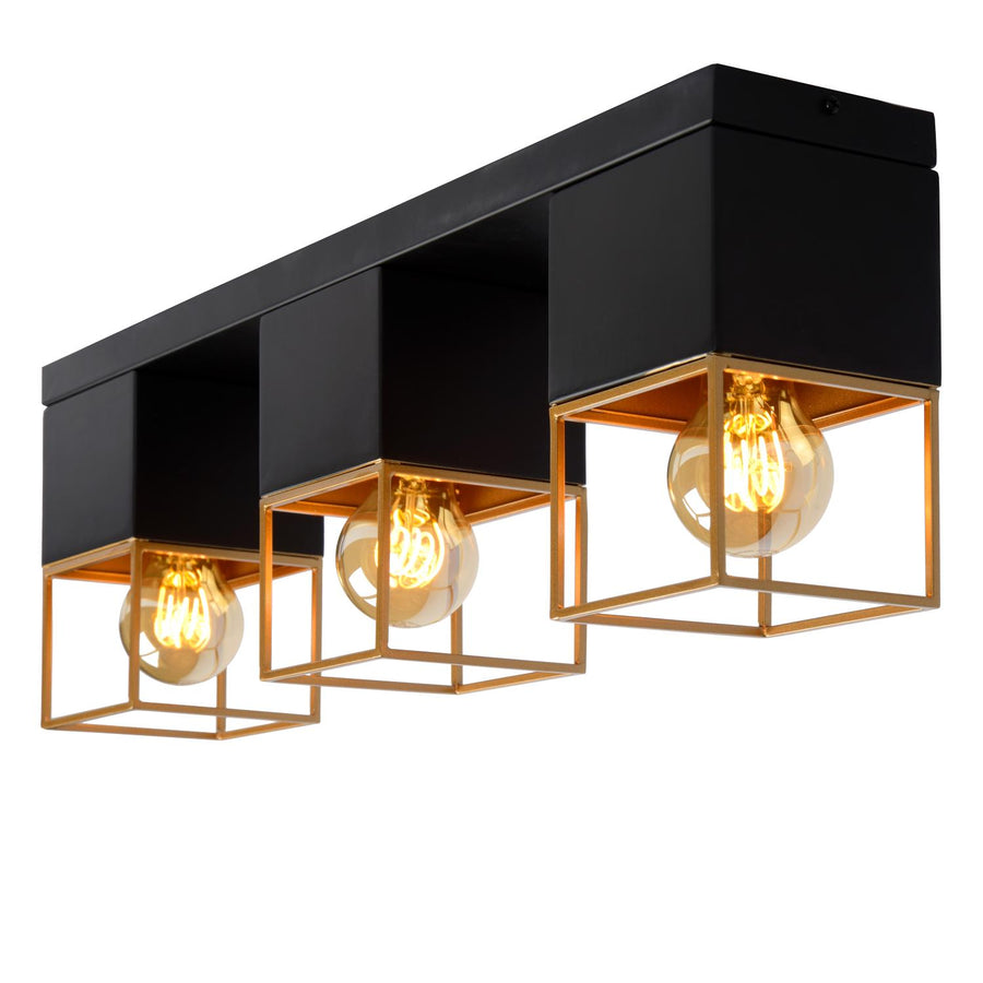Lucide RIXT plafondlamp 3 × E27, zwart