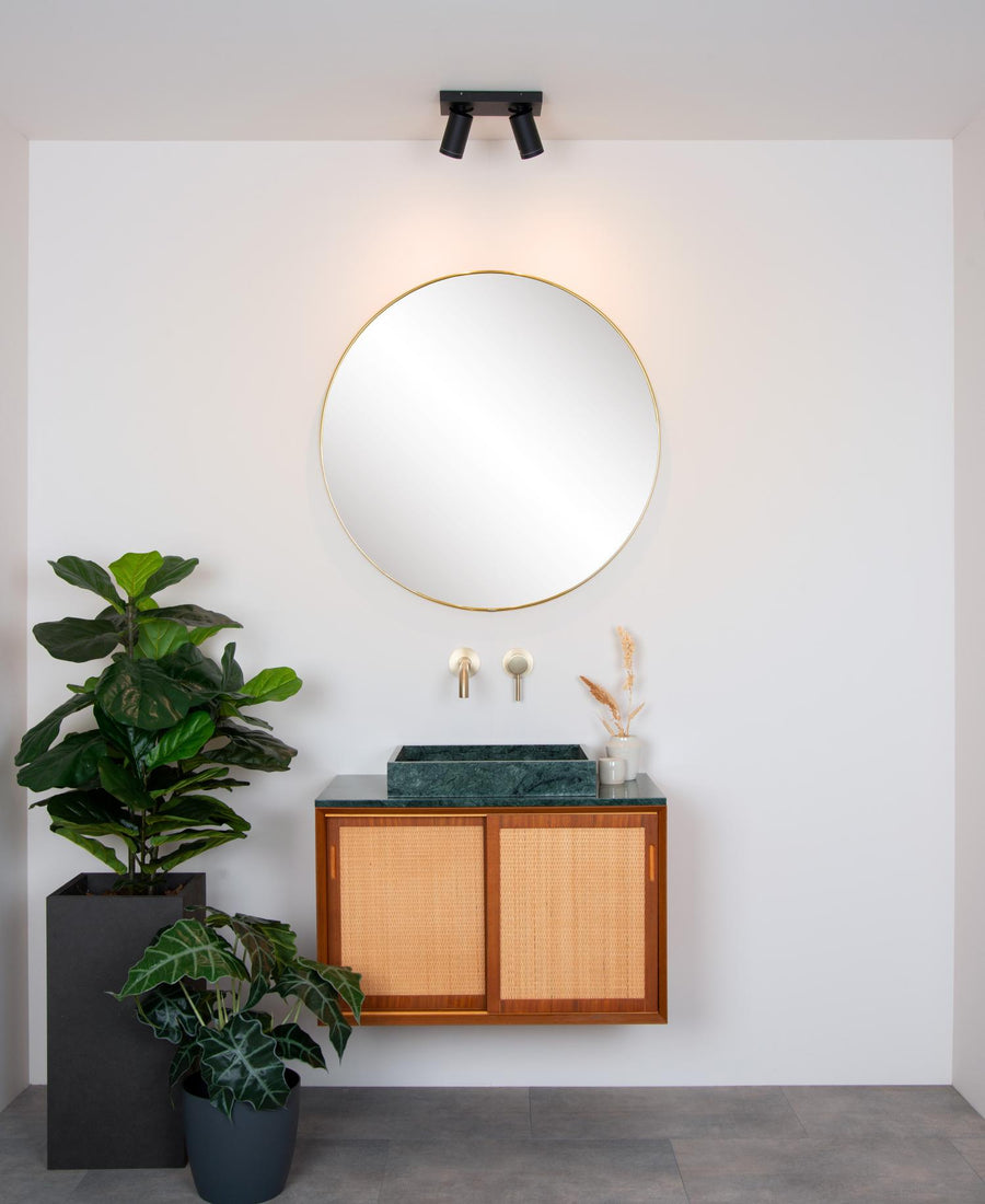 Lucide TAYLOR dimbare LED-plafondspot voor de badkamer 2 × GU10, 2 × 5 W, IP44, 2200–3000 K, zwart