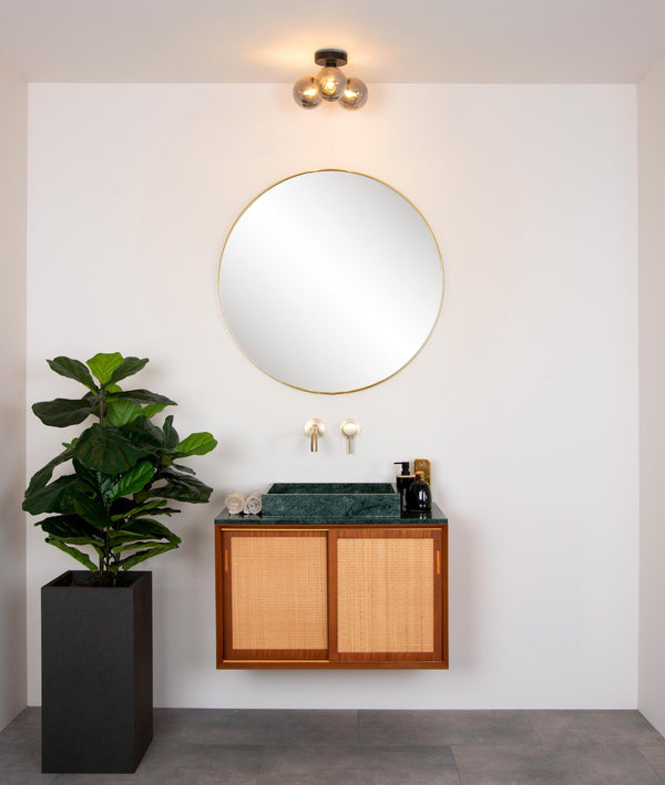 Lucide TRUDY plafondlamp voor de badkamer Ø 28 cm, 3 × G9, IP44, zwart