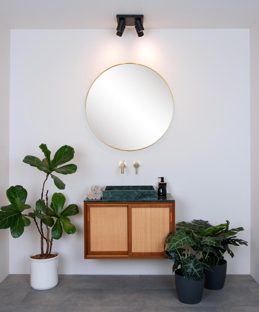 Lucide TAYLOR dimbare LED-plafondspot voor de badkamer 4 × GU10, 4 × 5 W, IP44, 2200–3000 K, zwart
