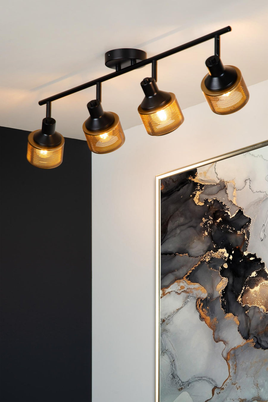 Lucide RAFA plafondspot 4 × E14, zwart